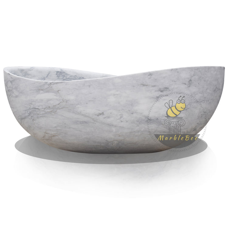 Hand-Carved Arabescato Marble Bathtub by Marblebee