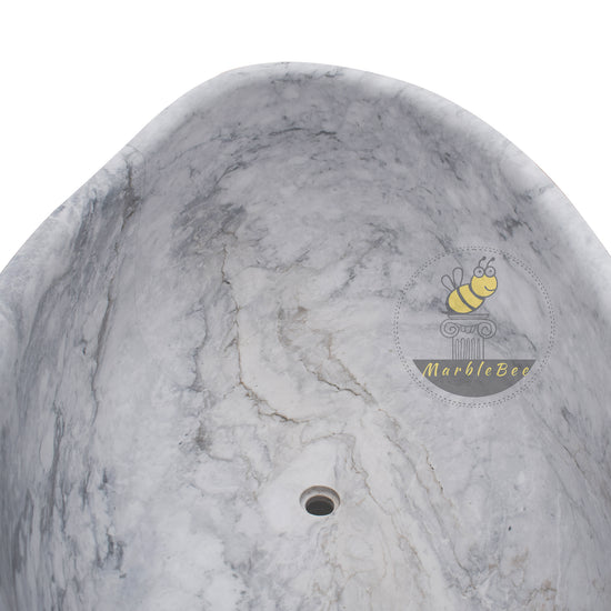 Hand-Carved Arabescato Marble Bathtub by Marblebee