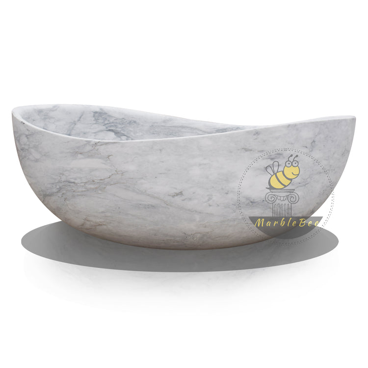 Hand-Carved Arabescato Marble Bathtub by Marblebee