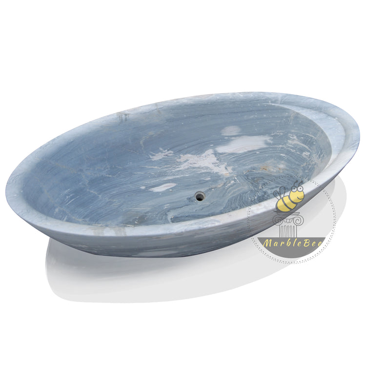 Rare Light Blue Stone Freestanding Bathtub by Marblebee