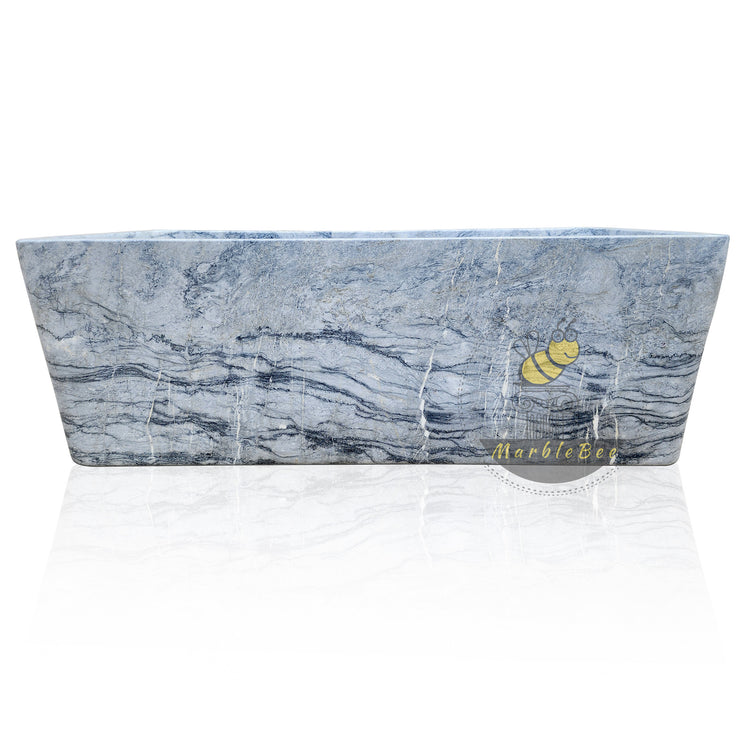 Square Stone Bathtub Made from Italian Platinum Blue Marble