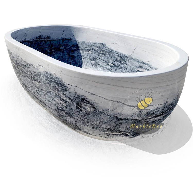 Marblebee Natural Stone Bathtub Made from Black Forest Marble