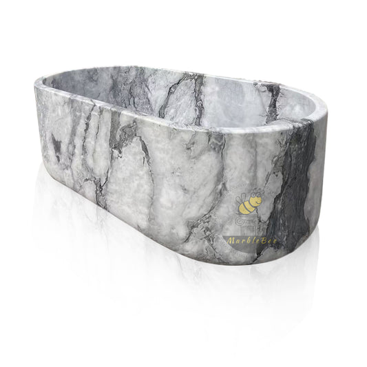 Arabescato Stone Freestanding Bath