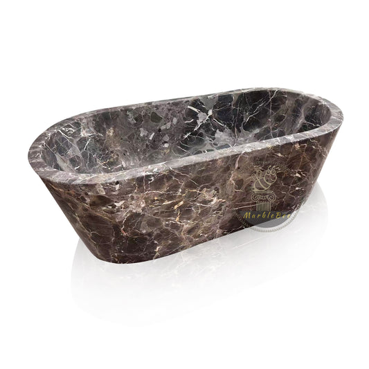 Dark Emperador Natural Marble Stone Bathtub