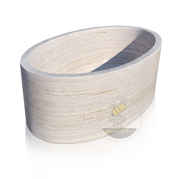 Cloudline White Marble Stone Soaking Tub