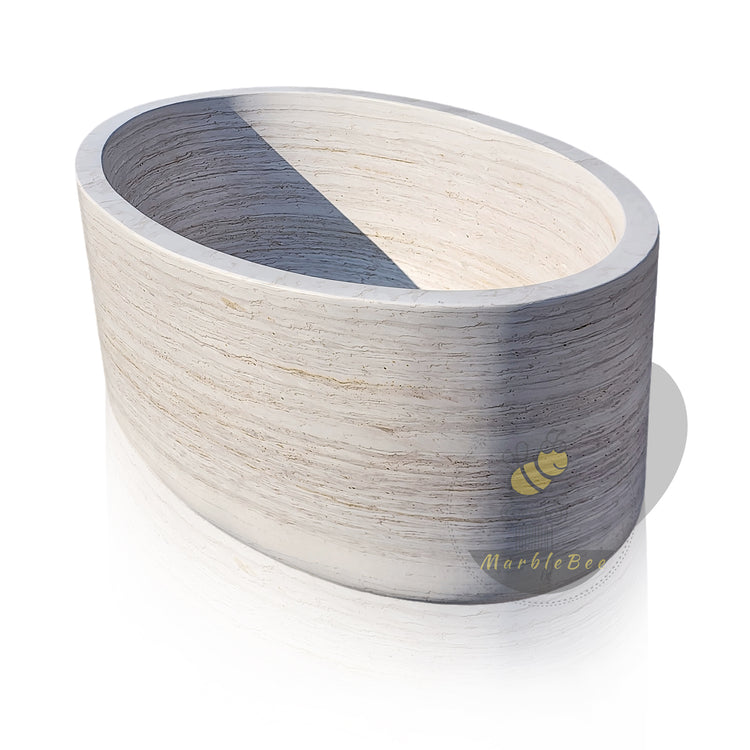 Cloudline White Marble Stone Soaking Tub