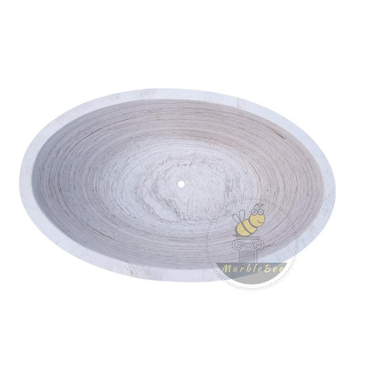Cloudline White Marble Stone Soaking Tub