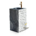 Marblebee Black Marble Modern Pedestal Sink