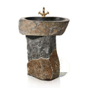 Marblebee  Natural Stone Corner Pedestal Sink