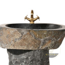 Marblebee  Natural Stone Corner Pedestal Sink