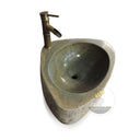 Marblebee Natural Stone Corner basin with pedestal