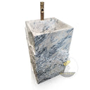 Marblebee Dark Grey Marble Compact Pedestal Sink
