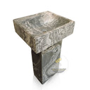 Marblebee Light Grey Marble Pedestal Sink