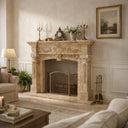 Unfilled Travertine Fireplace Marblebee Renaissance style fireplace surround