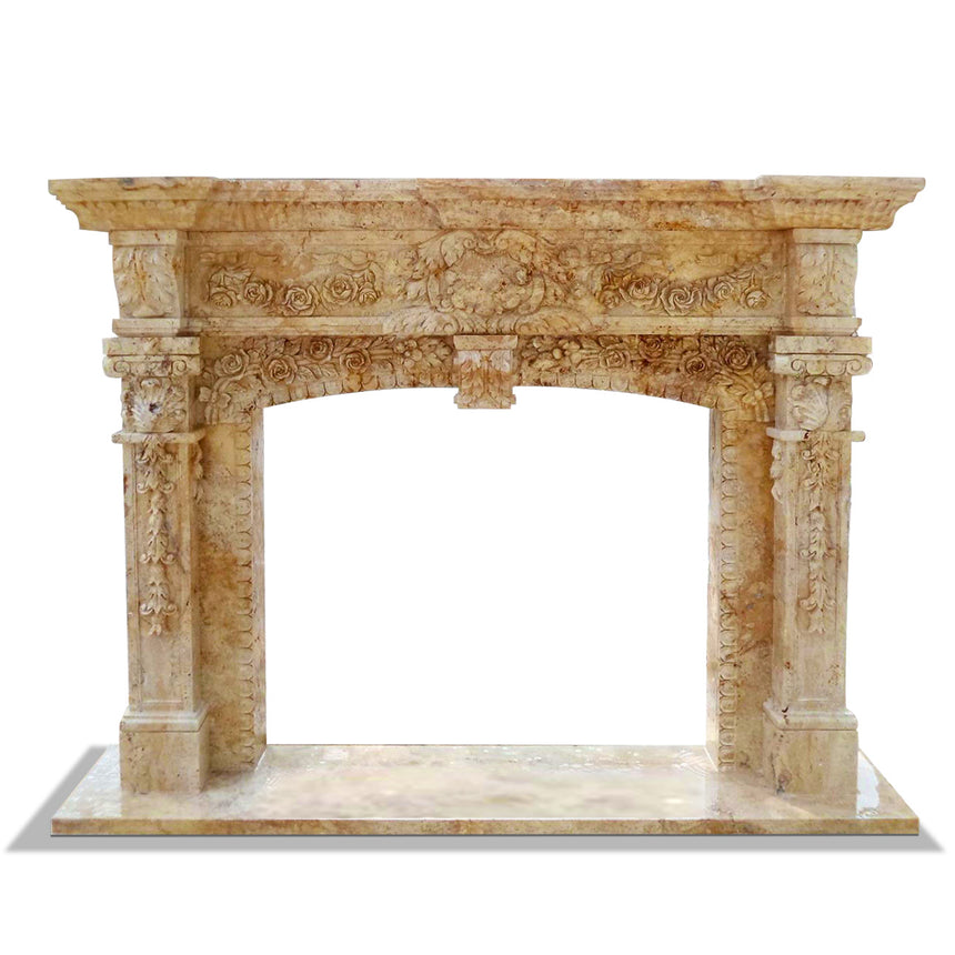 Renaissance French Stone Fireplace Mantel For Sale