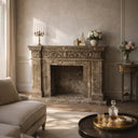 Brown Marble Fireplace hand-carved from Emperador Dark Marble