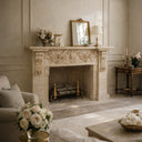 Beige Stone Fireplace