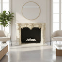 Creamy color stone fireplace