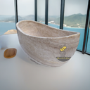 Natural stone tubs:  Beige Travertine Bathtub with Elegant Horizontal Veining for Hotel Décor