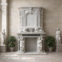 Overmantel hand-carved from White Statuary Marble