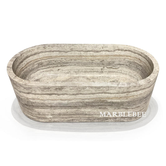 Silver Gray Travertine Marble Sample