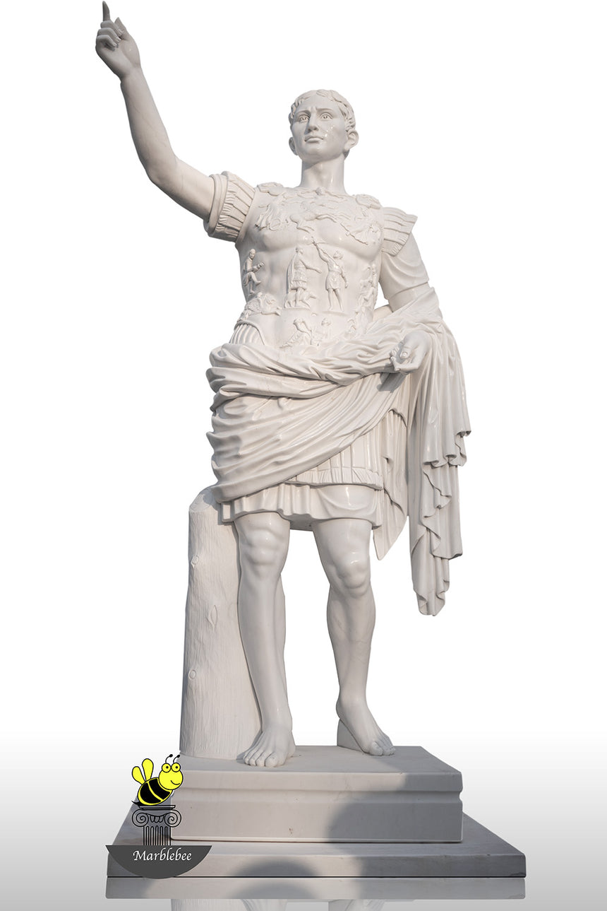 Tall white marble statue replica