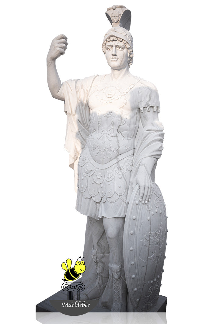 Life-size stone sculpture of Ares the ancient Greek God of war