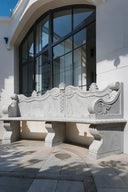 White Stone Garden Bench