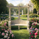 Banc de jardin en marbre avec poteaux hauts