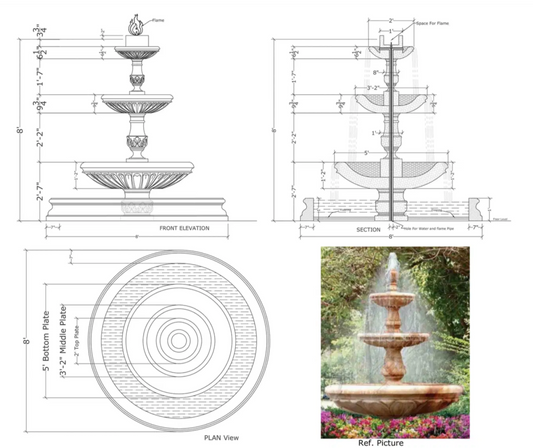 Marble fountain CAD drawing Service