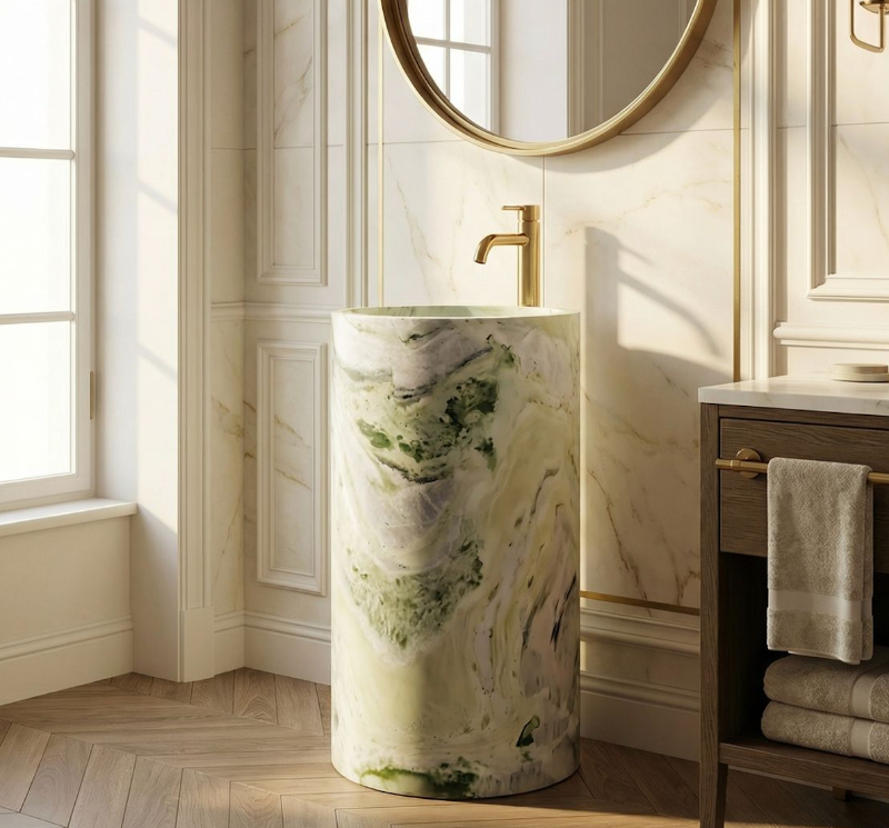 Jade Pedestal Sink Shangri-La Jade 33.46″ Tall