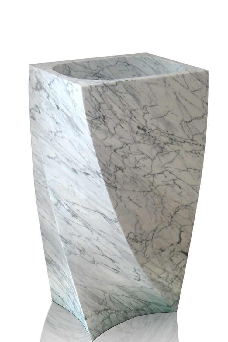 Custom Calacatta white stone pedestal sink