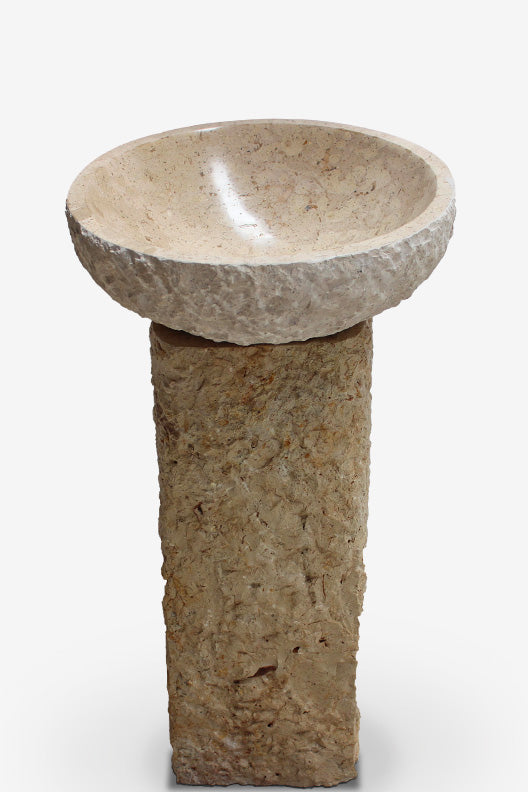 Pedestal stone basin round top For sale