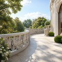 Balustrade en marbre et pierre sculptée