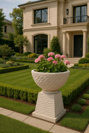 Garden stone urn chiseled surface