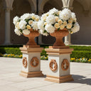 Chateau traditional stone planter on pedestal