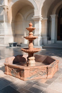 Two tier stone fountain-red sunset marble fountain