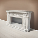 White Marble Fireplace Surround with Roman Capital Design & Hearth Hand-carved antique style