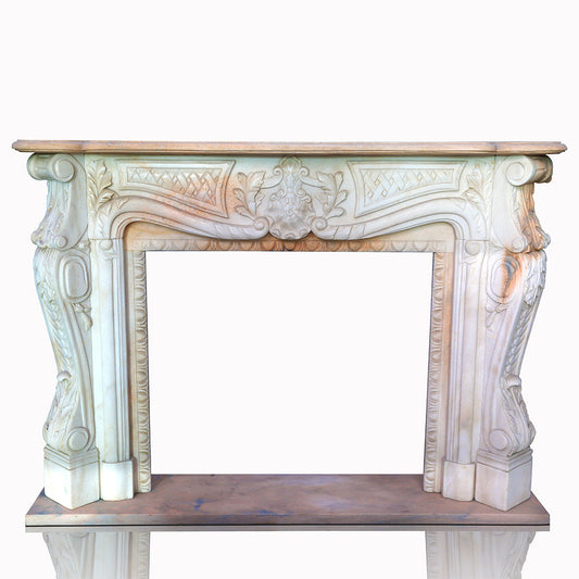 Marble Fireplace Mantel with Hearth Light pink marble