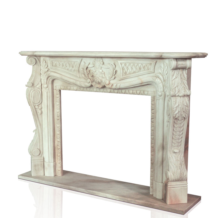 Marble Fireplace Mantel with Hearth Light pink marble