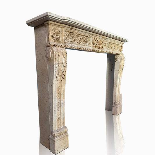 Marblebee Marble Fireplace Mantel with Floral Patterns