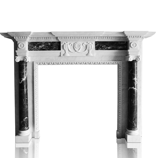 Black and White Marble fireplace mantel