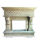 Travertine Fireplace Surrounds Hand-carved from Beige travertine