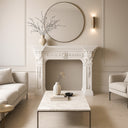 Large White Marble fireplace mantel Victorian Carved Design For Sale