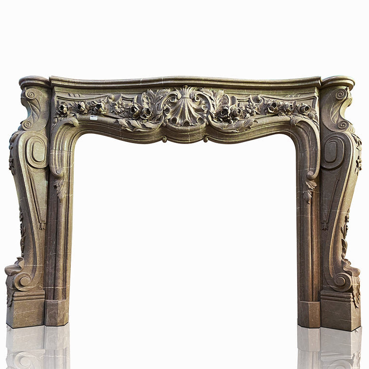 Marble Fireplace Mantel with floral carving