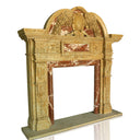 Grand marble fireplace mantel with a regal arched pediment