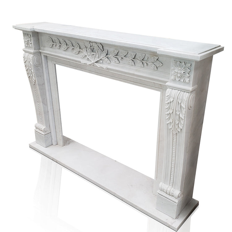 Marble fireplace surround hand-carved by white marble