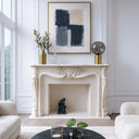 Marble fireplace mantel with conch floral carving