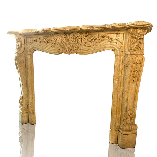 Limestone fireplace surround French style customization by Marblebee