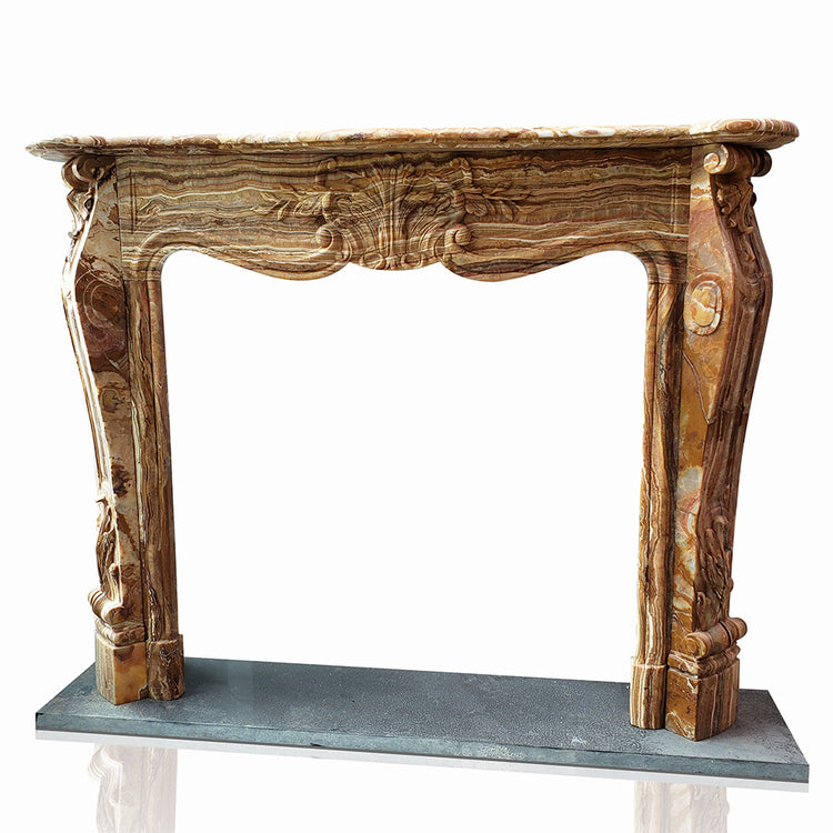 Marble fireplace mantel made of Brown Onyx Marblebee customization